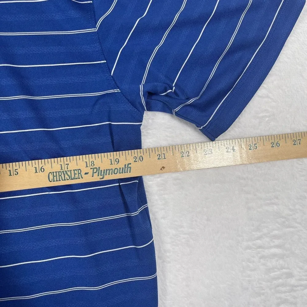 Nike Golf Men's Medium‎ Dri-Fit Tour Performance Blue with White Stripes Polo